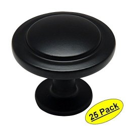 Cosmas 5560FB Flat Black Cabinet Hardware Round Knob - 1-1 4" Diameter - 25 Pack