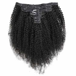 Afro Kinky Curly Hair Extensions Clip Ins For Black Women Human Hair Double Weft Brazilian Virgin Hair Top Grade 7A 7PC SET 8" 100G Natural Black