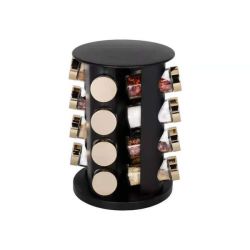 Optic Stainless Steel Rotating Spice Rack 16 Piece - Black & Gold