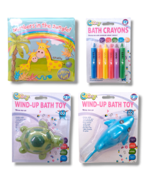 Cooey Baby Bath Toys Set - Bath Crayons Bath Book Wind-up Turtle & Shark