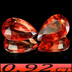 0.92ct Red Songea Sapphire Pair Vs - Two Combined Natural Perfect Matching Pear Gems