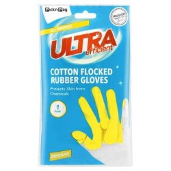 Cotton Fleece Lined Rubber Gloves Medium