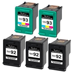 Valuetoner Remanufactured Ink Cartridge Replacement For Hewlett Packard Hp 92 & Hp 93 C9362WN C9361WN 3 Black 2 Tri-color 5 Pack