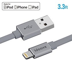 Idoove 3FT 1M Anti-wrap Flat Apple Mfi Certified Lightning To USB Cable Charge&sync For Iphone 8 X 7PLUS 7 6S 6S PLUS 6 6 PLUS 5 Ipad Ipod Grey