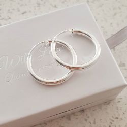 Ivanna 925 Sterling Silver Hoop Earrings 25MM 3MM Thick