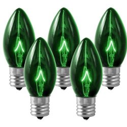 C9 - Transparent Green - Triple Dipped - 7 Watt - Intermediate Base - Christmas Lights - 25 Pack
