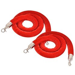 2PCS Barrier Rope Crowd Control Stanchion Queue Velvet Rope Mirror Polished Hook