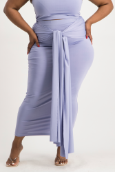 Savannah Wrap Tie Detail Skirt - Persian Violet - 2XL