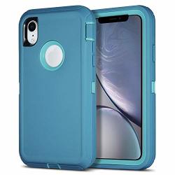 Armorzon Iphone Xr Case Heavitek Defender Body Armor Dust Proof Heavy Duty Shockproof Rugged PC Tpu Cover For Apple Iphone Xr Light Blue