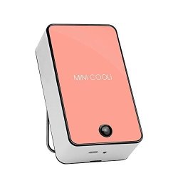 Wooboo MINI Cooli Portable USB Rechargeable Handheld Air Conditioner Summer Cooler Fan Batteries Powered No Leaf Fan For Kids Pink
