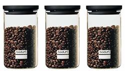 Bodum Yohki Set Of 3 K8600-01 Glass Jars With Plastic Lid 1.0 L 1 0 L Black