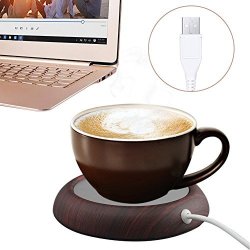USB Coffee Mug Warmer Coaster Wood Electric Cup Heater Milk Tea Heating Plate