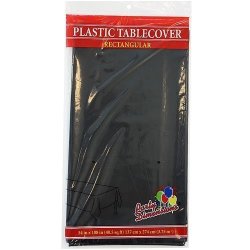 Plastic Party Tablecloths - Disposable Rectangular Tablecovers - 4 Pack - Black - By Party Dimensions