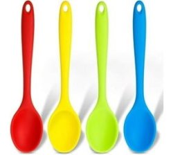 12 Pieces Small Multicolored Silicone Spoons Nonstick Kitchen Spoon Silicone Serving Spoon Stirring Spoon For Kitchen Cooking Baking Stirring Mixing Tools Dark Red Green Yellow Blue