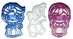 Frozen Winter Kingdom Ice Snow Queen Elsa Olaf Anna Movie Animation Fictional Characters Set Of 3 Special Occasion Cookie Cutter Baking Tool 3D Printed