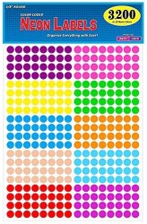 Pack Of 3200 3 8 Inch Round Neon Color Coding Dot Map Label Stickers 10 Different Colors 0.375 In. 10MM