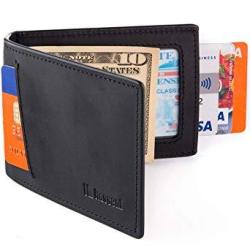 Men's Slim Leather Wallet With Money Clip Bifold Minimalist Rfid Blocking Card