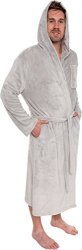 Ross Michaels Mens Hooded Robe - Plush Shawl Kimono Bathrobe By Light Grey XXL
