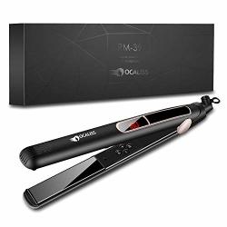 Ocaliss Pro 1 Inch Hair Straightener Flat Iron Ceramic Tourmaline Ionic Straightener & Curler 2 In 1 1 Inch Plate 170-450H Adjustable Temp With Digital LED Display