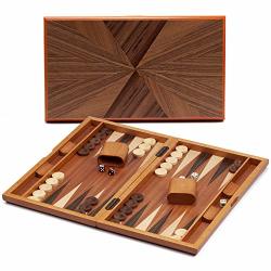 Gse Games & Sports Expert Small medium large Wooden Folding Inlay Backgammon Board Game Set. Classic Portable Travel Strategy Board Game Set For Adults & Kids Small