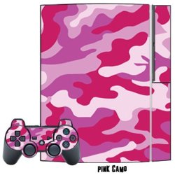 Mightyskins Protective Skin Decal Cover Sticker For Playstation 3 Console + Two PS3 Controllers - Pink Camo