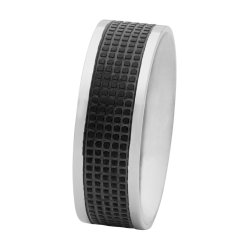 No Brand Stainless Steel Broad Black Centre Band 4 610