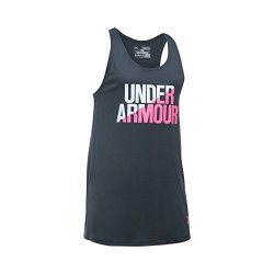 Under Armour Girls' Under Armour Tank Stealth Gray white Youth XS