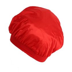 Wide Band Sleep Bonnet Cap In Breathable Red Satin Fabric