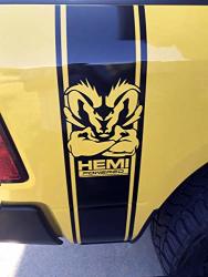 Dodge RAM 1500 2500 Hemi 5.7 Liter Rear Bed Side Graphics Vinyl Decal Racing Stripes Set
