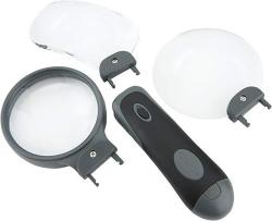 Carson Remov-a-lens 3-IN-1 LED Lighted Hand-held Magnifier Set With 3 Interchangeable Magnifying Glass Lenses RL-30