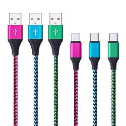 HUHUTA USB C Charger Cable 3 Pack 6FT Nylon Braided Type C To Type A Charging Cable Cords For Samsung Galaxy S8 S8 Plus