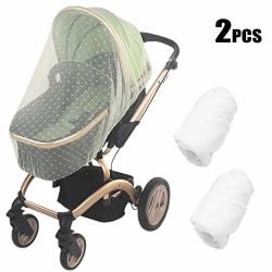 Hixixi 2PCS Jacquard Baby Universal Mosquito Net Insect Bug Netting Pram Net Cover For Infant Stroller Bassinet Car Seats Cradles White