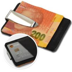 Steel & Leather Moneyclip Cardholder