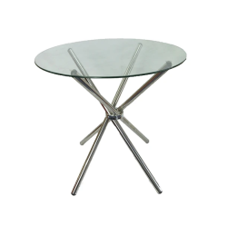 80CM Round Glass Table -silver Legs