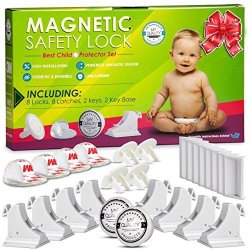 Invisible Magnetic No Drill Safety Lock: Keep Your Baby Safe Secure Kitchen & Bedroom Cabinets & Cupboards With 8 Child Proof Door & Drawer