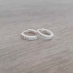 Yakara 925 Sterling Silver Cz Hoop Earrings Size: 12MM 2.5MM Thick