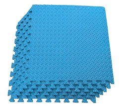 Multipurpose Anti-fatigue Exercise Puzzle Mat Tiles - Interlocking Eva Foam Mat Tiles - 24 Sq. Ft. Blue