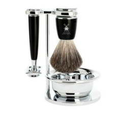 Shaving Set Rytmo 4 Piece Pure Badger Brush W Safety Razor - Black