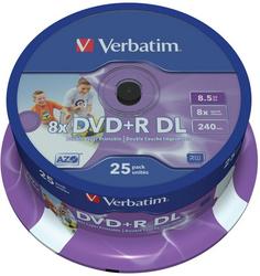 Verbatim DVD+R Double Layer Inkjet Printable 8x 25 Pack Spindle