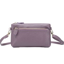 Unique Leather MINI Crossbody Bag For Women Ladies Zipper Clutch Wallet Purse Lavender