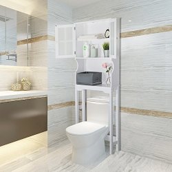 Peachtree Press Inc Over-the-toilet Bathroom Storage Space Saver With 2 Door Cabinet Storage Shelf White