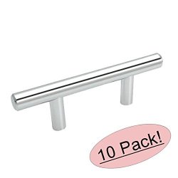 Cosmas 305-2.5CH Polished Chrome Cabinet Hardware Euro Style Bar Handle Pull - 2-1 2" Hole Centers 4-7 8" Overall Length - 10 Pack