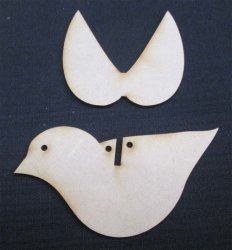 The Velvet Attic - Wood Blank Laser Cutout - Dove With Clip In Wings 2 Piece