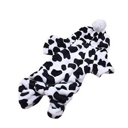 Dog Jumpsuit Axchongery Floral Print Pet Winter Pajamas Warm Doggy Apparel For Small Dogs Black S