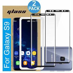 Amuoc Compatible With Samsung Galaxy S9 Screen Protector Fully Adhesive 3D Curved Tempered Glass Film For Samsung Galaxy S9 2-PACK HD Clear