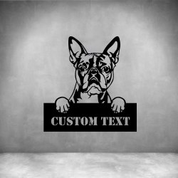 BOSTON Terrier With Custom Text - 600MM Matt Silver