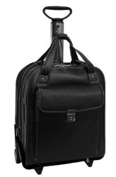 Siamod Pastenello 15.6" Leather Vertical Detachable-wheeled Laptop Briefcase Black