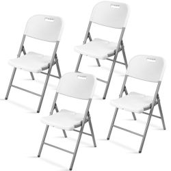 4 Pack Heavy Duty Folding Plastic Chairs With Metal Frame Indoor Outdoor