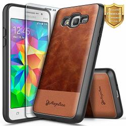 Galaxy Grand Prime Case Galaxy J2 Prime Case Go Prime W Tempered Glass Screen Protector Nagebee Premium Cowhide Leather Heavy Duty Shockproof Dual Layer Hybrid