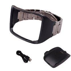 Replacement Hagibis Wristband Samsung Galaxy Gear S R750w Smart Watcheasy To Install Easy To Dismantle Black + Charger